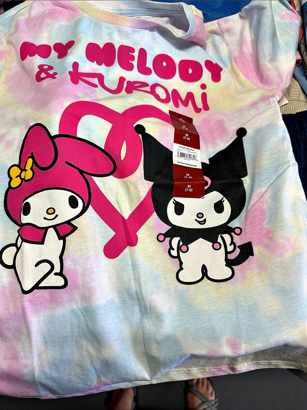 Sanrio My Melody & Kuromi Tie-Dye Graphic T-Shirt Tie-Dye Graphic Tee Size Mediu